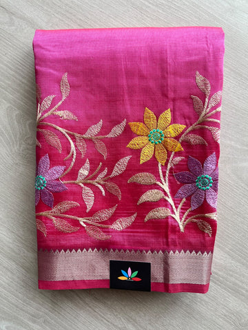 Embroidered Handloom Mangalagiri Silk Cotton Saree - 37560