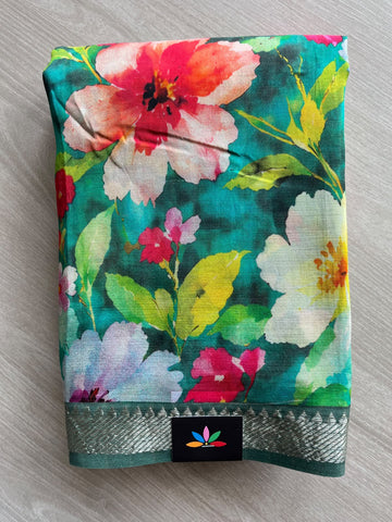 Digital Printed Mangalagiri Silk Cotton Saree - 37565