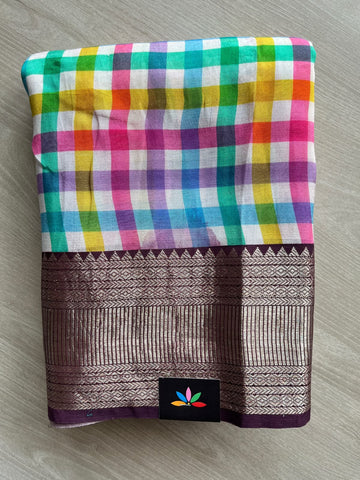 Big Border Digital Printed Mangalagiri Silk Cotton Saree - 37574