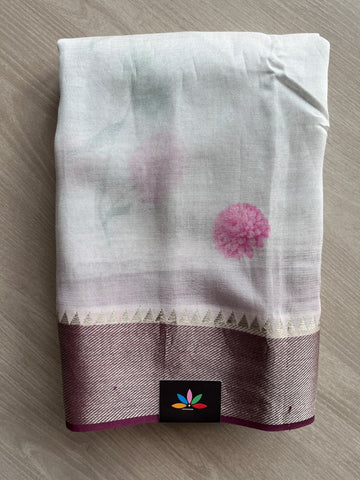 Big Border Digital Printed Mangalagiri Silk Cotton Saree - 37575