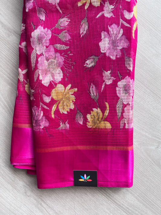 Printed Mixed Silky Kota Saree with Satin Border - 37577