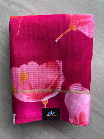Printed Mixed Silky Kota Saree with Satin Border - 37580