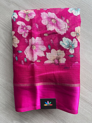 Printed Mixed Silky Kota Saree with Satin Border - 37583