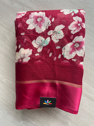 Printed Mixed Silky Kota Saree with Satin Border - 37589