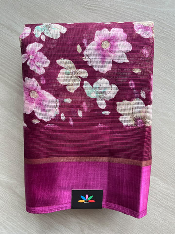 Printed Mixed Silky Kota Saree with Satin Border - 37590-37591