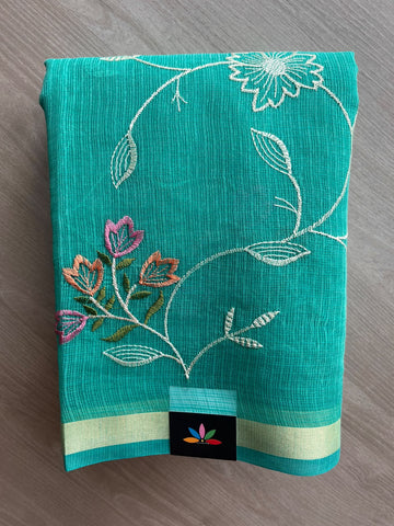 Machine Embroidered Blended Kota Saree - 37593