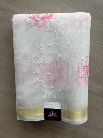 Machine Embroidered Blended Kota Saree - 37595