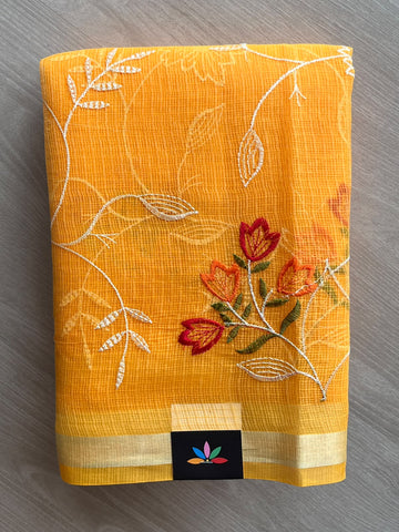 Machine Embroidered Blended Kota Saree - 37597