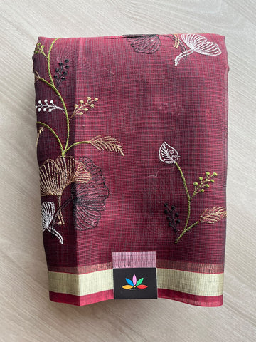 Machine Embroidered Blended Kota Saree - 37605