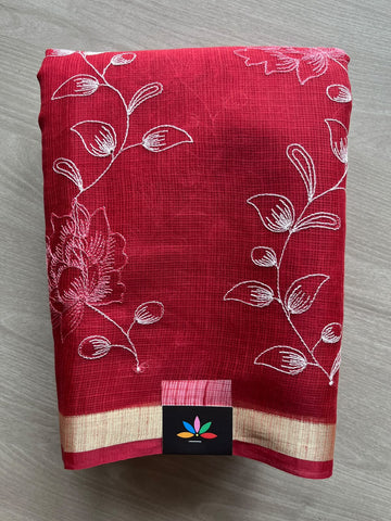 Machine Embroidered Blended Kota Saree - 37611