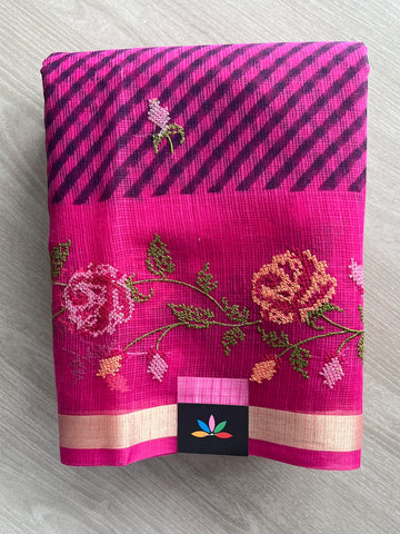 Simple Printed Embroidered Kota Saree - 37645