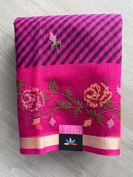 Simple Printed Embroidered Kota Saree - 37645