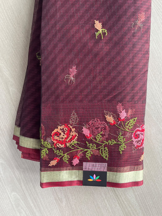 Simple Printed Embroidered Kota Saree - 37647