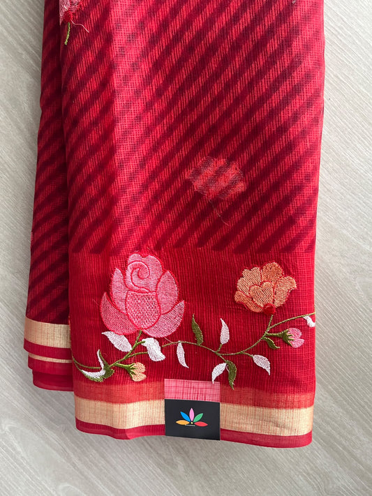 Simple Printed Embroidered Kota Saree - 37648