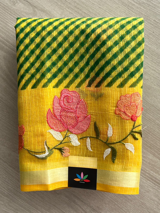 Simple Printed Embroidered Kota Saree - 37649
