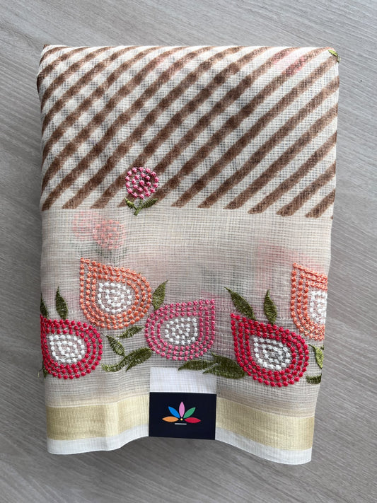 Simple Printed Embroidered Kota Saree - 37652