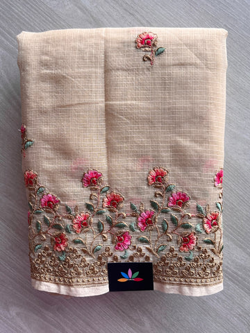 Floral Embroidered Pure Kota Cotton Saree - 37667