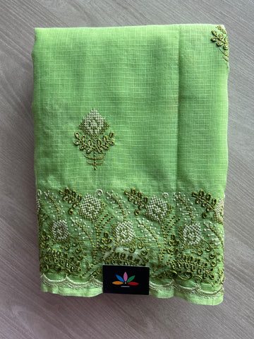 Floral Embroidered Pure Kota Cotton Saree - 37668