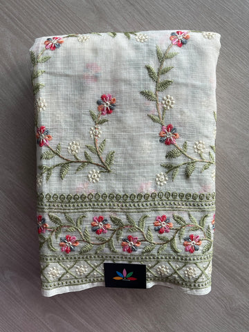 Floral Embroidered Kota Cotton Saree - 37671