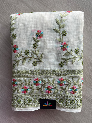 Floral Embroidered Kota Cotton Saree - 37673