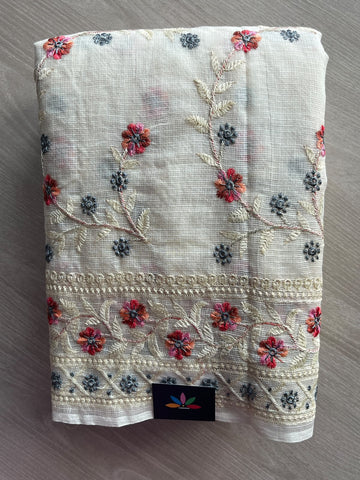 Floral Embroidered Kota Cotton Saree - 37674