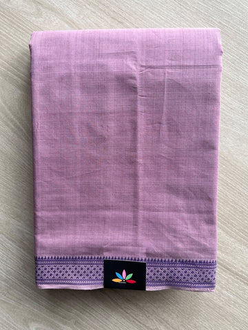Dusty Lavender Thread Woven Border Mangalagiri Cotton Saree - 37686