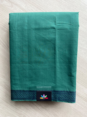 Pine Green Thread Woven Border Mangalagiri Cotton Saree - 37689
