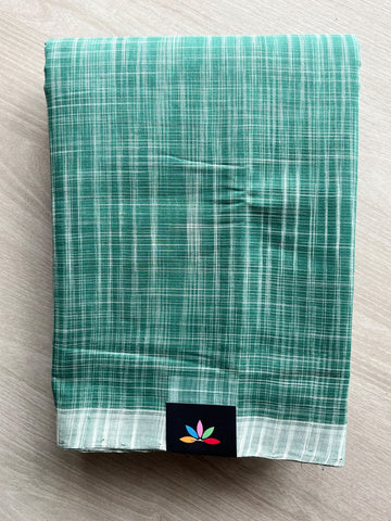 Double Tone (Light Sea Green & Off-White) Katari Design Handloom Mangalgiri Cotton Saree - 37694