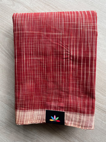 Double Tone (Wine Red & Dusty Rose) Katari Design Handloom Mangalgiri Cotton Saree - 37695