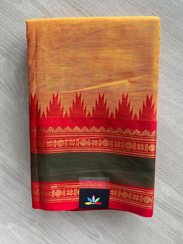 Traditional Contrast Border Chettinad Cotton Saree - 37747