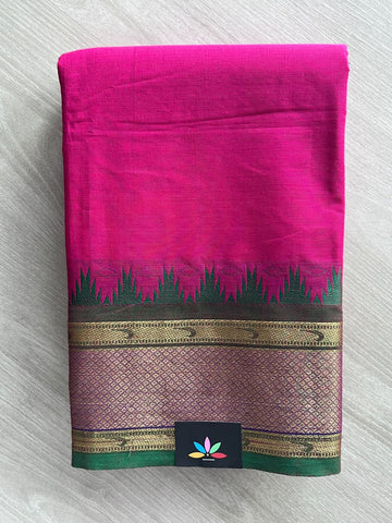 Traditional Contrast Border Chettinad Cotton Saree - 37748