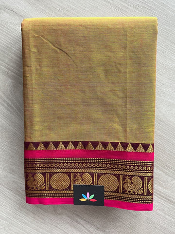 Traditional Contrast Border Chettinad Cotton Saree - 37751
