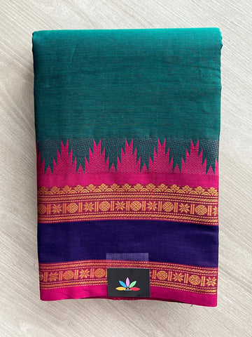 Traditional Contrast Border Chettinad Cotton Saree - 37753