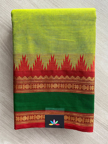 Traditional Contrast Border Chettinad Cotton Saree - 37754