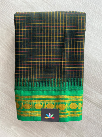 Checked Small Border Narayanpet Cotton Saree - 37836-37837