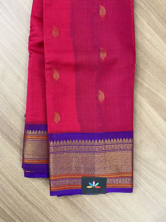 Gadwal Pure Silk Cotton Saree With Contrast Pallu And Blouse-3835