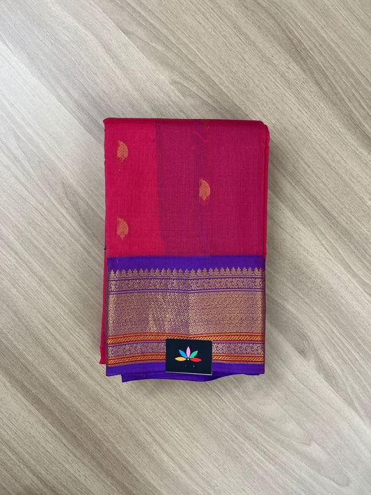 Gadwal Pure Silk Cotton Saree With Contrast Pallu And Blouse-3835