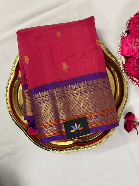 Gadwal Pure Silk Cotton Saree With Contrast Pallu And Blouse-3835