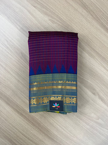 Handwoven Gadwal Pure Silk Saree(Voilet) -3848