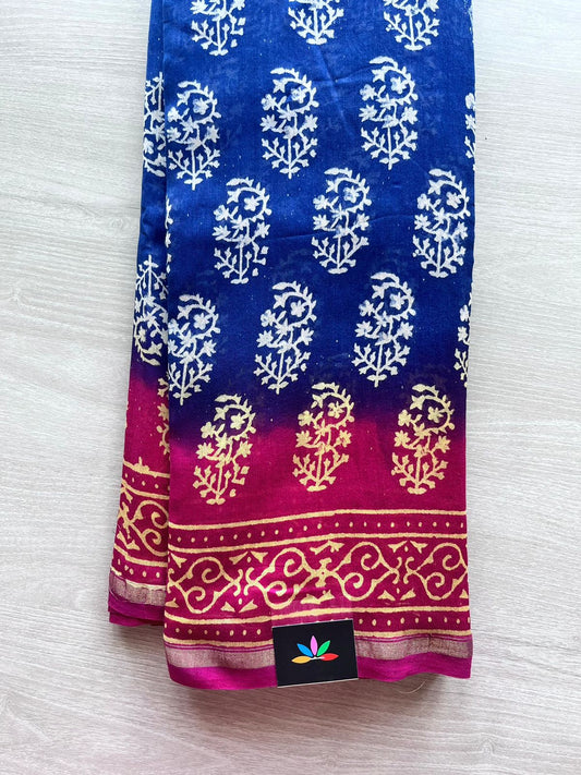 Handblock Printed Chanderi Silk Cotton Saree-3920