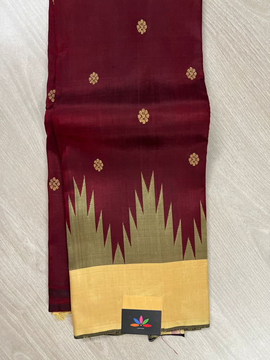One Side Thazhampoo Border Handloom Pure Silk Saree -4005
