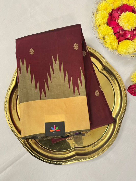 One Side Thazhampoo Border Handloom Pure Silk Saree -4005