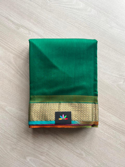 Handwoven Maheshwari Silk Cotton Saree With Chatai Border -430