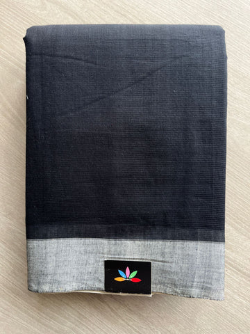 Black Handloom Border Mangalagiri Cotton Saree-5256