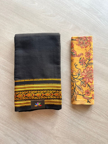 Handwoven Soft Cotton Saree with Cotton Fabric -5442B-5443B