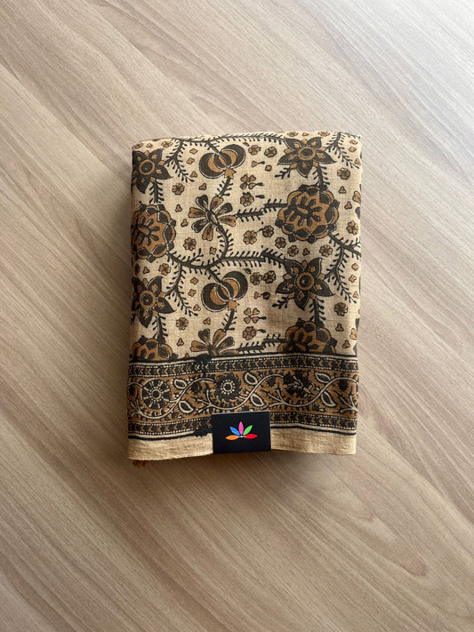 Natural Dye Handprocessed Kalamkari Handspun Cotton Saree-6558