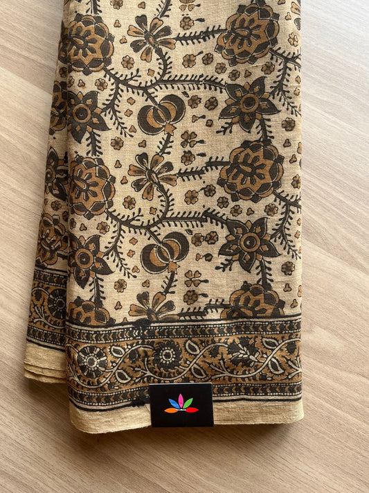 Natural Dye Handprocessed Kalamkari Handspun Cotton Saree-6558