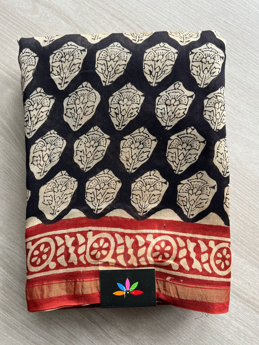 Handblock Printed Chanderi Silk Cotton Saree-7066-7067