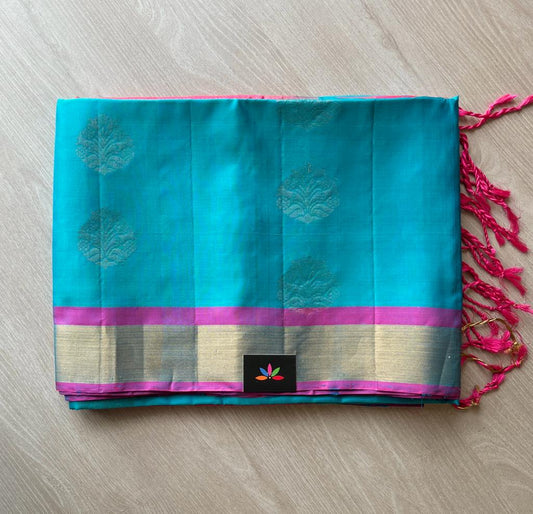 Zari Woven Butta Handloom Pure Soft Silk Saree-7754