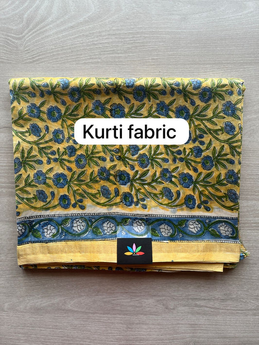 Hand Block Printed Chanderi Cotton Silk 3 Piece Set- 29110